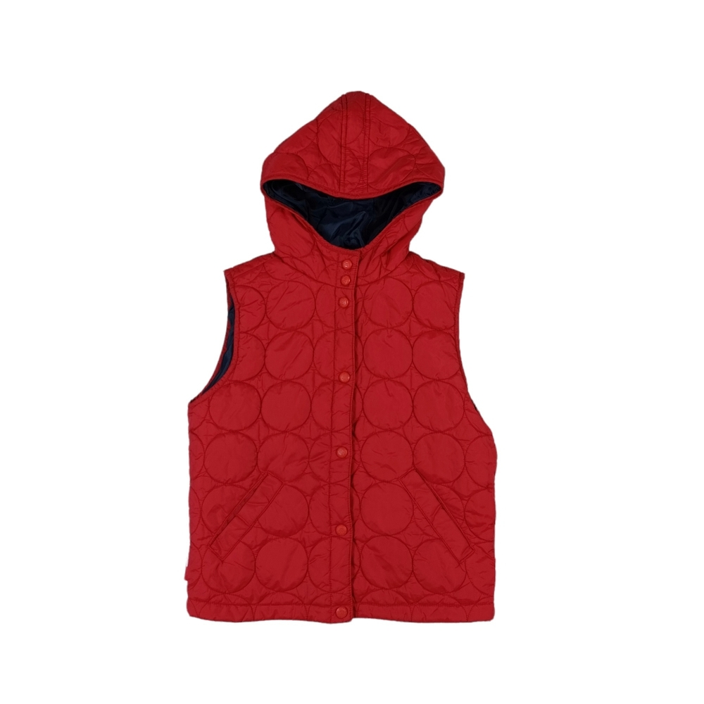 Tommy Hilfiger Vest Womens Small Y2K Quilted Puffer Hood Red
